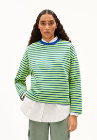 ARMEDANGELS FRANKA STRIPE - Maglietta a manica lunga - super lime dynamo blue