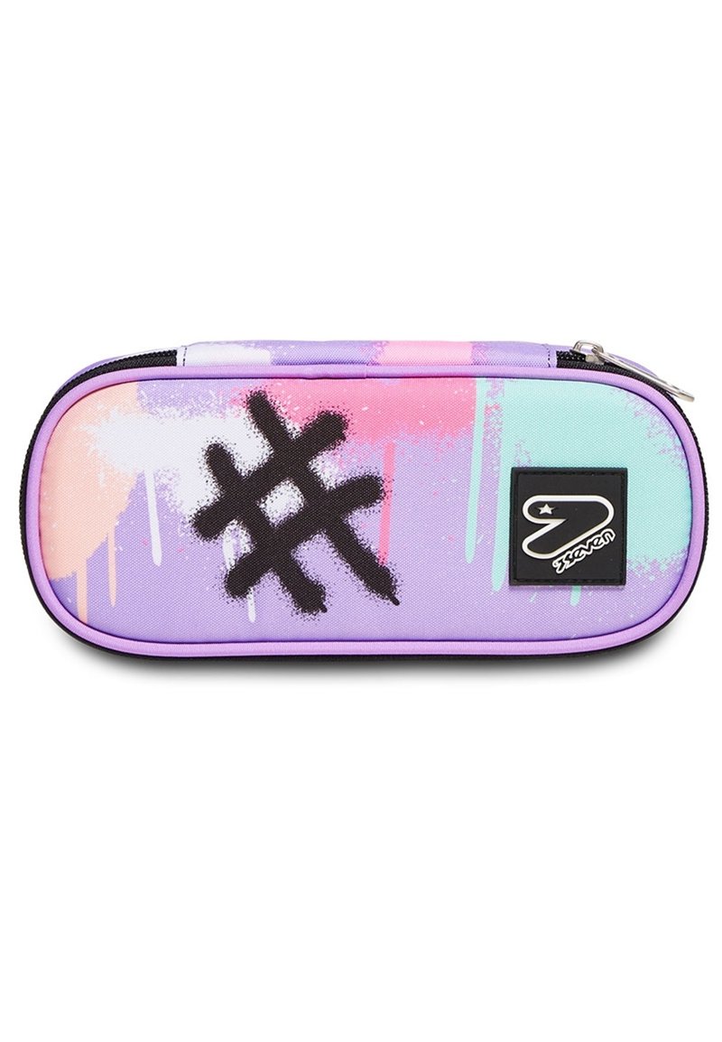 BUSTINA SCOLASTICA SEVEN ROUND PLUS - Fucsia, Taschino Con Zip, Elastici Portapenne, 23x10x5.5 Cm
