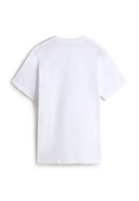Hvid bomuld t-shirt, korte ærmer, rund hals, enkel design, ingen synlige logoer eller mønstre, glat tekstur, præsenteret bagfra.