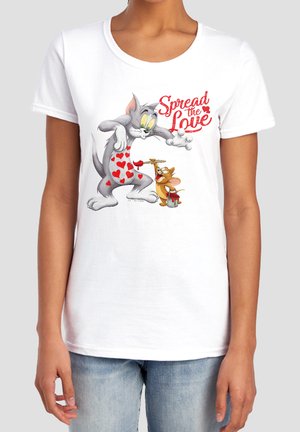 Cotton Soul, TOM AND JERRY VALENTINE'S DAY SPREAD THE LOVE - Print T-shirt - white