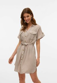 Vero Moda VMBUMPY SHORT - Skjortekjole - brown lentil