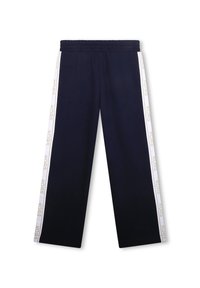 Námořnické široké kalhoty z měkké tkaniny, s elastickým pasem a bílými bočními pruhy se zlatým textem "KORS".