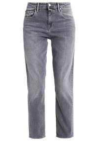Šedé džíny z denimu se rovnými nohavicemi, designem s pěti kapsami a mírným vyblednutím. Obsahují zip a klasické zapínání na jeden knoflík.