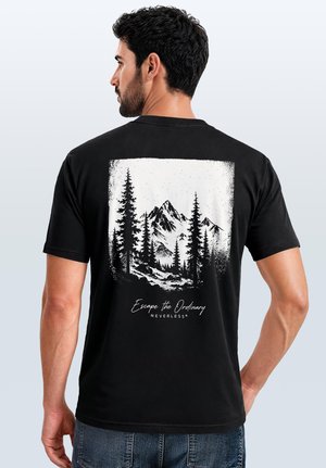 Neverless, Print T-shirt - slim-fit schwarz
