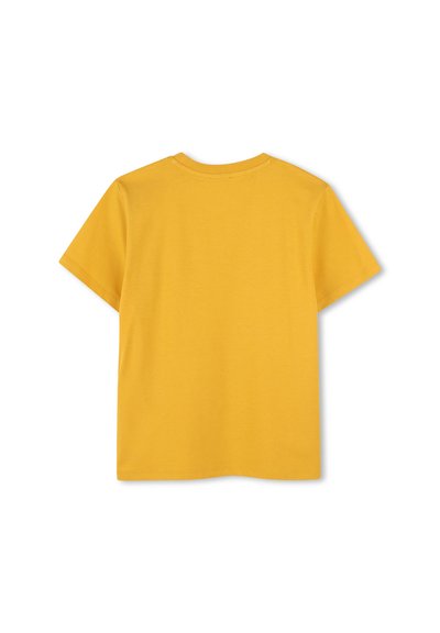 Korte mouwen T-shirt van heldergele stof. Beschikt over een ronde halslijn en een zachte textuur zonder extra patronen of details.