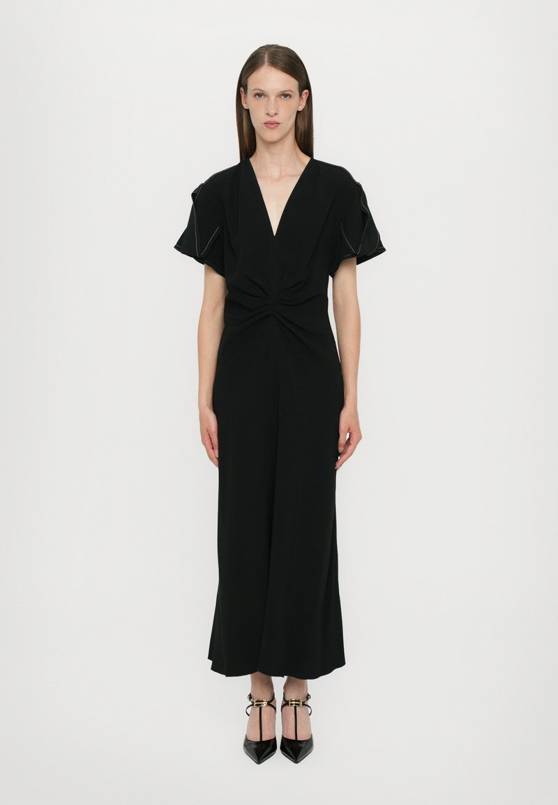 Victoria Beckham - GATHERED V NECK MIDI DRESS - Velika haljina - black, Povećaj