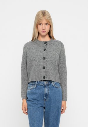 VMBANG O NECK SHORT BOO - Strickjacke - medium grey melange