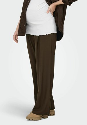 MIT WEITEM BEINSCHNITT OLMPLEAT GERADE GESCHNITTEN - Pantalon classique - chocolate brown