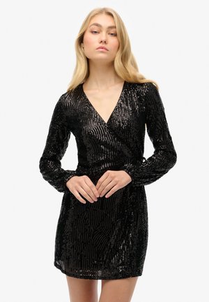 SEQUIN WRAP MINI - Vestido de cóctel - black angle sequins
