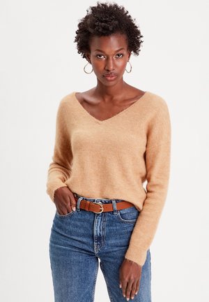 PULL MIT V-AUSSCHNITT - Pullover - beige