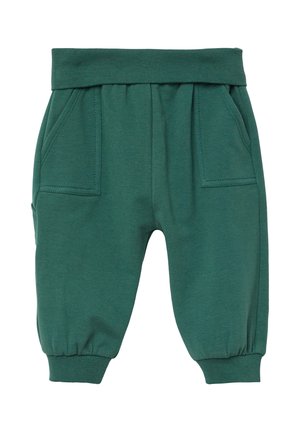 Groene katoenmix broeken met een elastische tailleband, zijzakken en elastische boorden. Soepele textuur, casual tapered ontwerp.