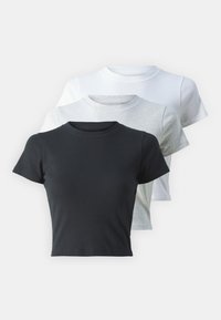 Hollister Co. CREW 3 PACK - T-shirt basic - bright white/heather/casual black