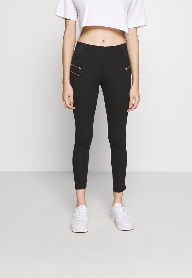 BIKER ZIP - Leggings - black