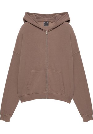 PULL&BEAR, HOOD WITH ZIP FASTENING - HOODED - Gilet - brown