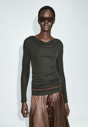 WITH DRAPED NECKLINE  - Maglietta a manica lunga - dark grey