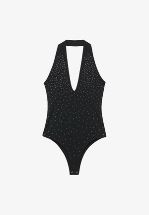 PULL&BEAR, RHINESTONE HALTER - BODYSUIT - Body - black