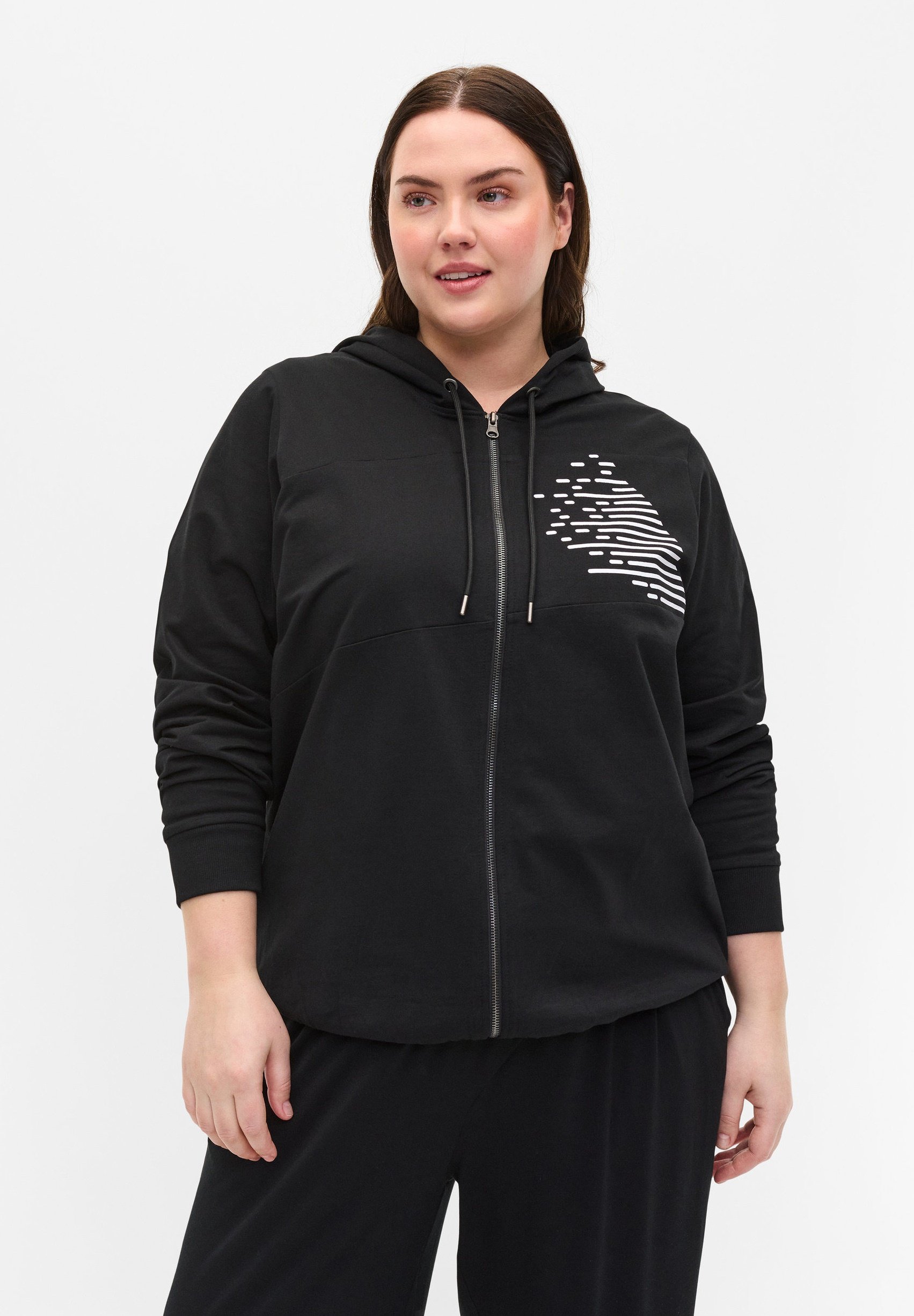 Zizzi Zip-up sweatshirt - black 
