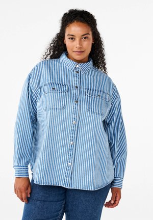 MIT BRUSTTASCHEN - Užsagstoma palaidinė - light b denim stripe
