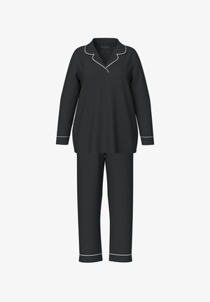 Ulla Popken ZIERPASPELN LANGARM SET - Pyjamas - black