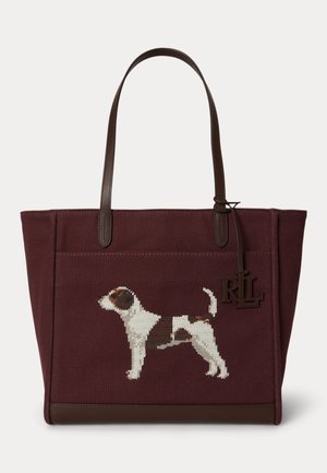 Lauren Ralph Lauren, DOG-EMBROIDERED LARGE CAMERYN TOTE BAG - Shopping bags - dark garnet/chestnut brown