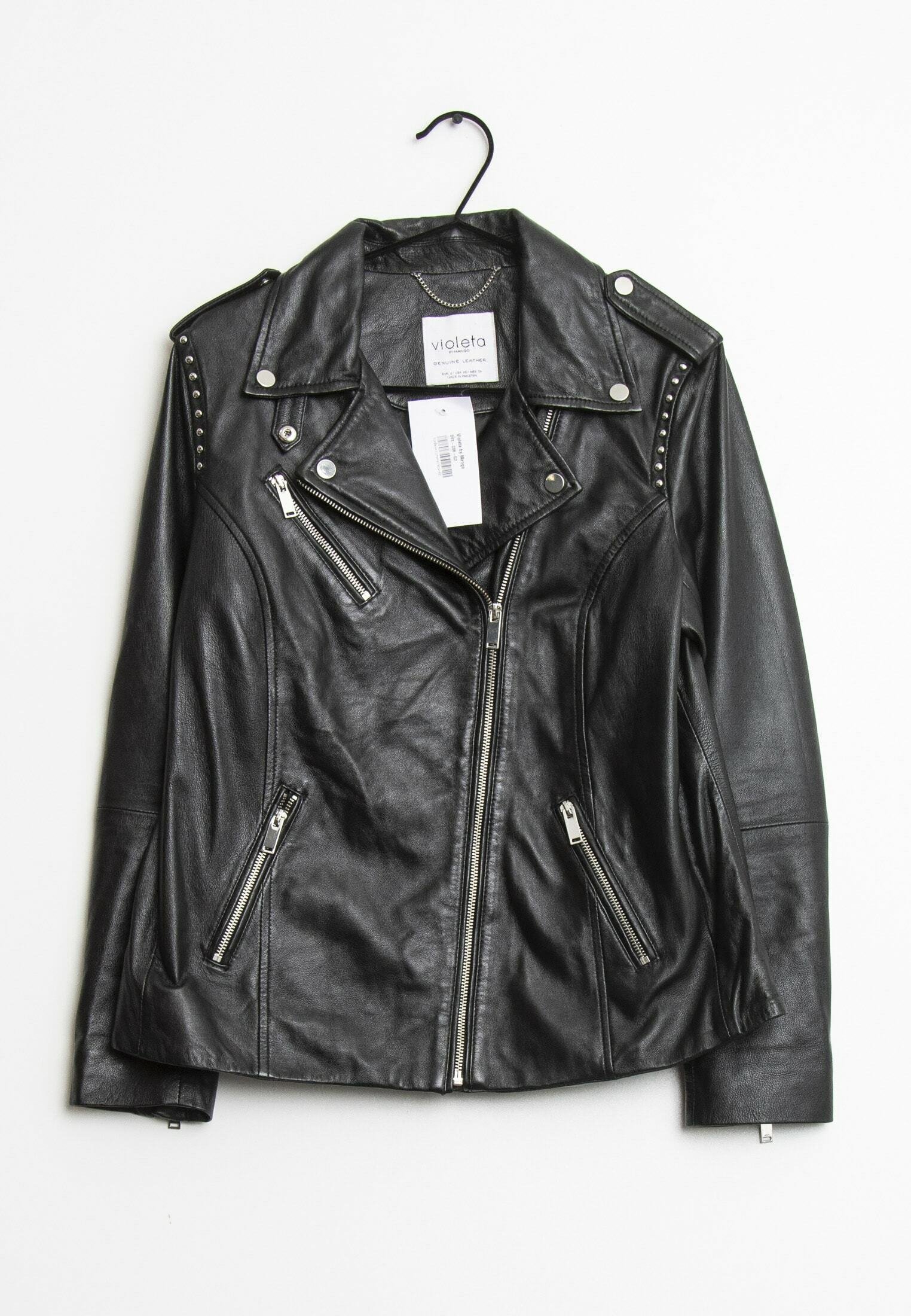 Violeta by Mango Leren jas - black/zwart - (Pre-owned) - Zalando.nl