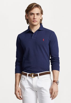 SLIM FIT MESH LONG SLEEVE POLO SHIRT - Poloshirt - newport navy