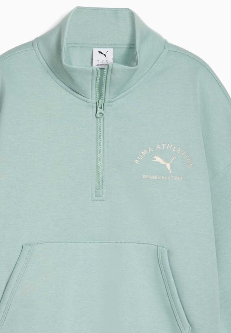 Puma CLASS COMFORT HALF ZIP SHORT CREW - Mikina - light moss