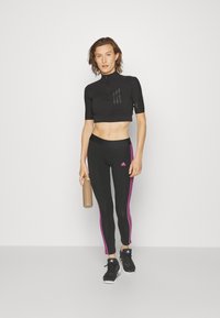 adidas Sportswear 3 STRIPES - Leggings - black/semi pulse lilac