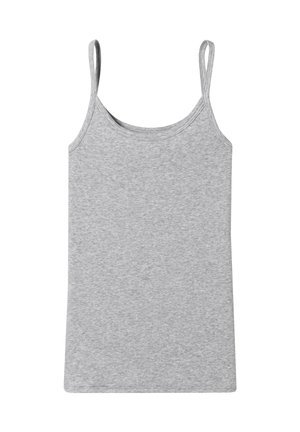 Canotta in tessuto a costine grigio chiaro con spalline sottili e scollatura a giro.