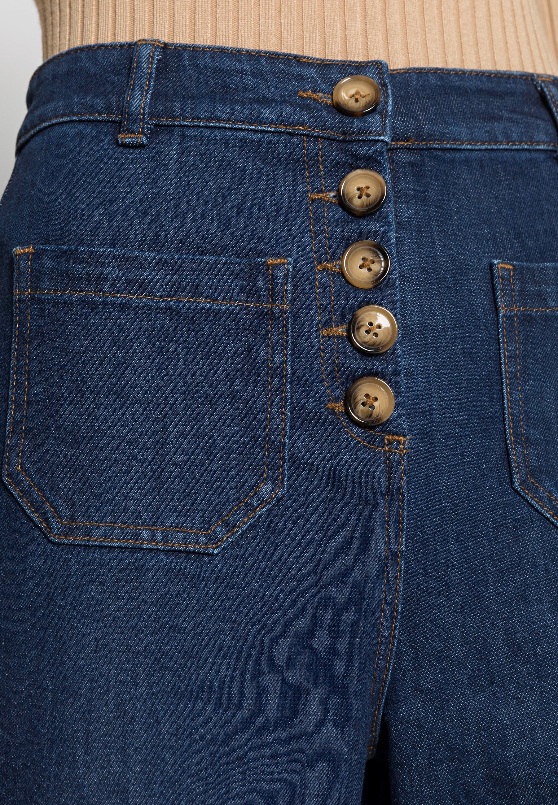 King Louie HIGH WAIST POCKET PANTS - Bootcut jeans - blue - Zalando.ie