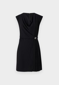 COWL NECK DRESS WITH PLEATS AND FAUX WRAP - Cocktailkjole - black/eggshell
