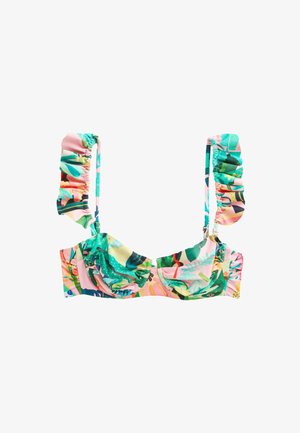 Next, FRILL STRAP BANDEAU - Bikini-Top - coral pink tropical