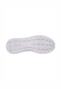 Sole di scarpa atletica bianca con un motivo a griglia e dettagli testurizzati per la presa. Materiale leggero con una finitura liscia.