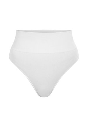 Hoge taille witte string gemaakt van zachte stof. Beschikt over een naadloos ontwerp met een zachte, rekbare tailleband en minimale stiksels voor comfort.