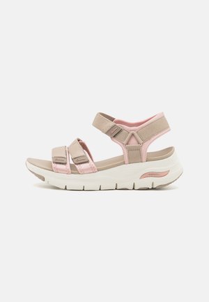 Skechers Sport ARCH FIT - Sandalias de senderismo - taupe webbing/pink neoprene