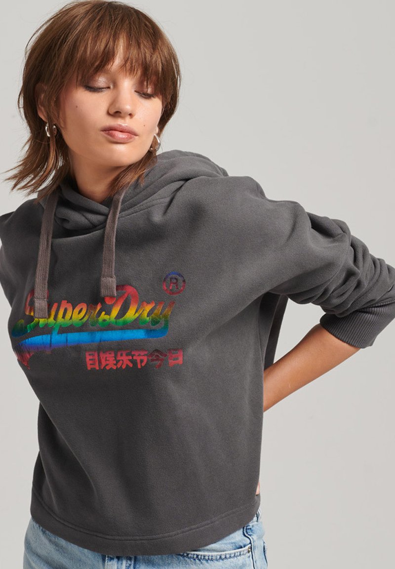 Sudadera Con Capucha Y Cremallera Negra Superdry Para Mujer