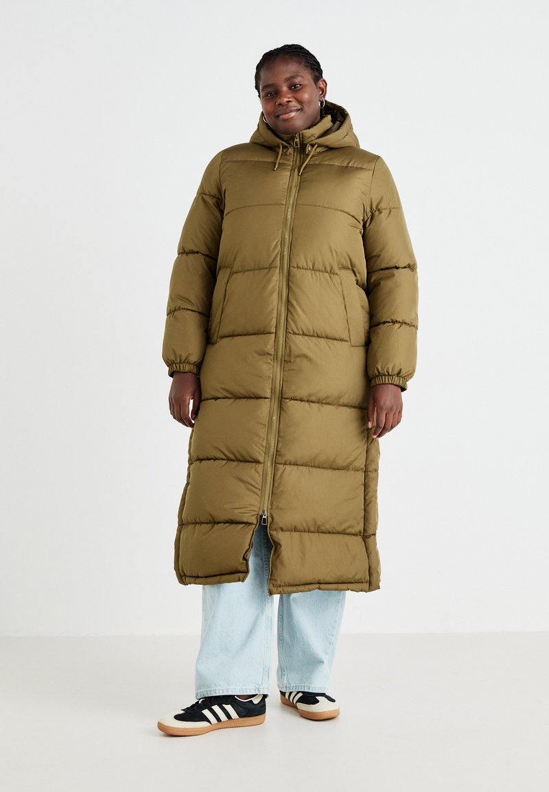 Vero Moda Curve VMCKLEA LONG COAT - Zimný kabát - capers