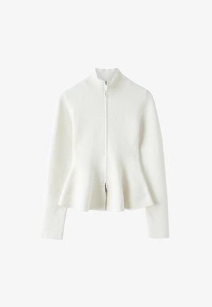 Stradivarius, PEPLUM KNIT SWEATER - Gilet - white