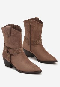 Super Mode Bottines de cowboy / motard - taupe
