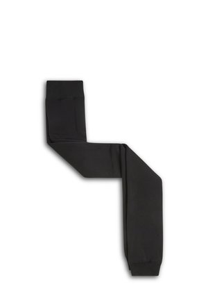 Leggings neri realizzati in tessuto elastico, con una superficie liscia, gambe affusolate e cintura elastica per una vestibilità sicura.