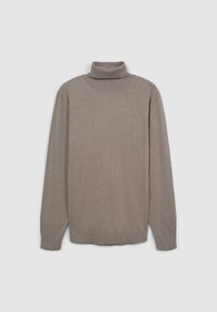 Maglione a collo alto grigio chiaro realizzato in un tessuto morbido, con maniche lunghe e un collo e polsini a coste, dal fit rilassato.