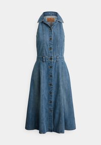 PANELED DENIM SLEEVELESS SHIRTDRESS - Vestito di jeans - galvin wash