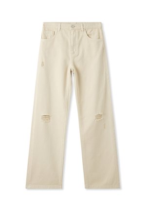 CON STRAPPI - Jeans a sigaretta - crema