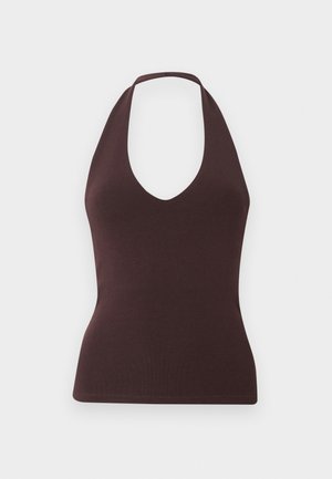 Gina Tricot, HALTERNECK - Topp - chocolate plum