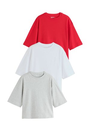 Next, REGULAR FIT - BOXY SHORT SLEEVE T-SHIRT 3 PACK - T-shirts basic - grey white red