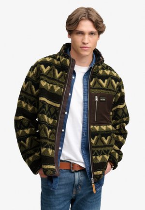 Superdry & Co, SUPERDRY ABSTRACT FLEECE ZIP THROUGH JACKET.. - Fleece jacket - snow peak green