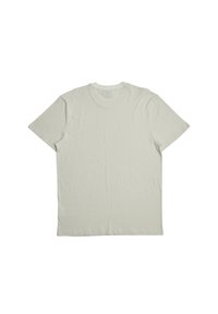 Light gray cotton t-shirt with a crew neckline, short sleeves, and a smooth texture. Simple design with no visible patterns or accents.