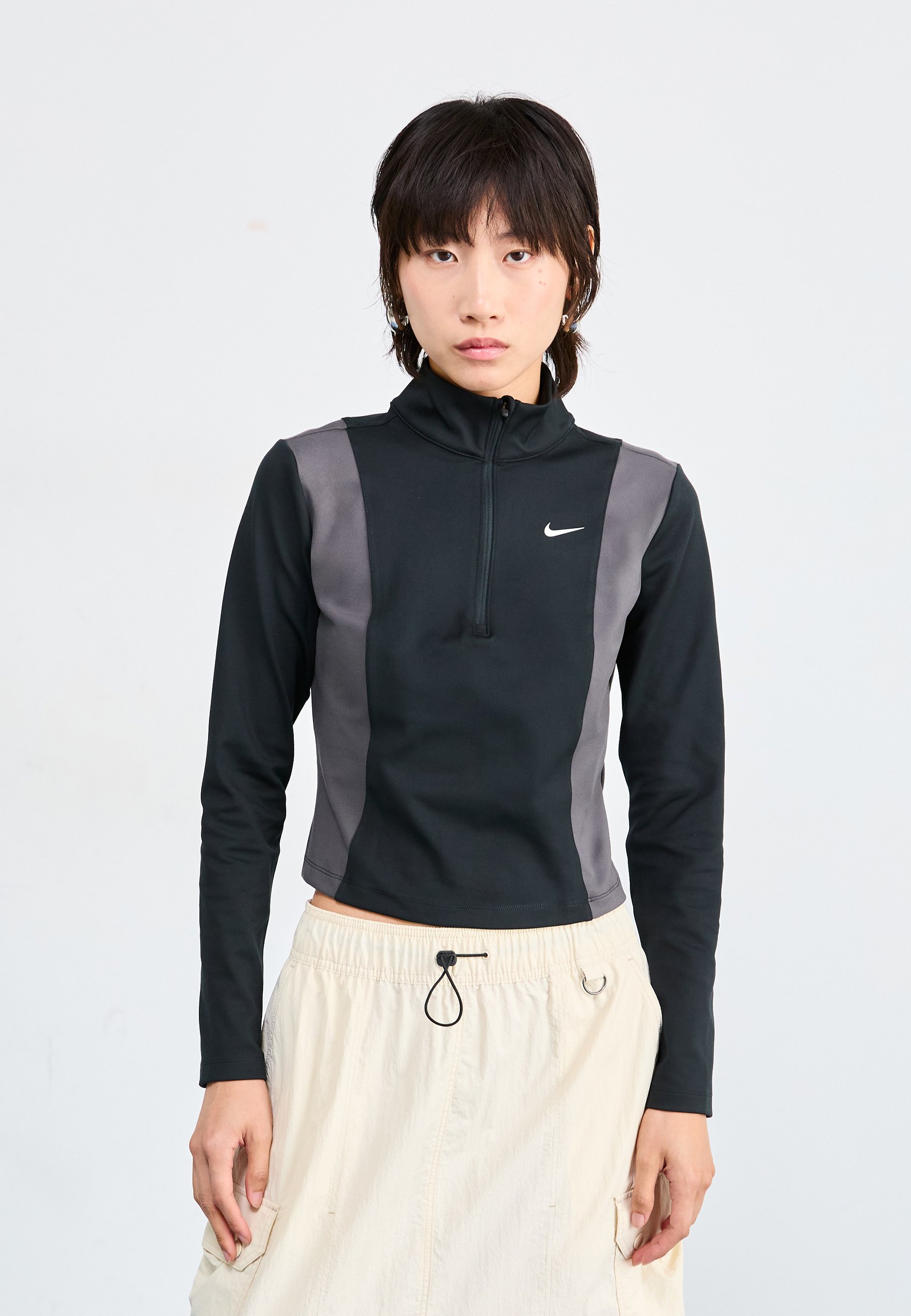 Nike Sportswear ONE CLASSIC - Long sleeved top - black/thunder grey/black - Zalando.co.uk