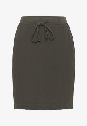 Khaki krilo z vrvico, izdelano iz mehke tkanine, z elastičnim pasom in ravnim krojem, z gladko teksturo in čistimi šivi.