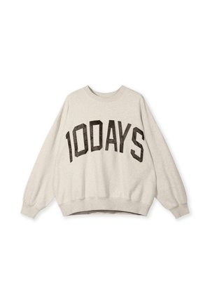 Felpa beige chiaro realizzata in morbido tessuto, con la scritta stampata "10DAYS" in grigio scuro sulla parte anteriore, spalle scese e polsini a coste.